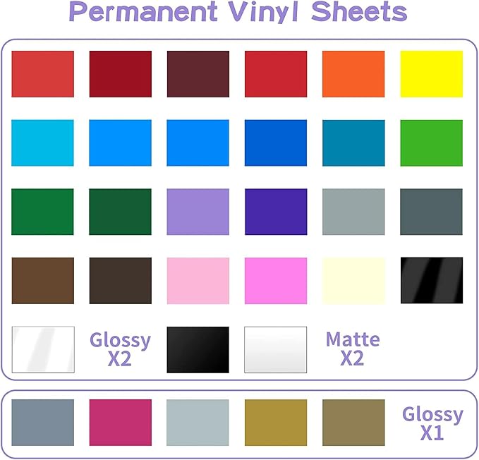 Lya Vinyl 65 Pack Permanent Vinyl, Self Adhesive Vinyl Sheets for Cutting Machine, Permanent Outdoor Sheets for Party Decoration, Sticker, DIY Mug, Car Decal