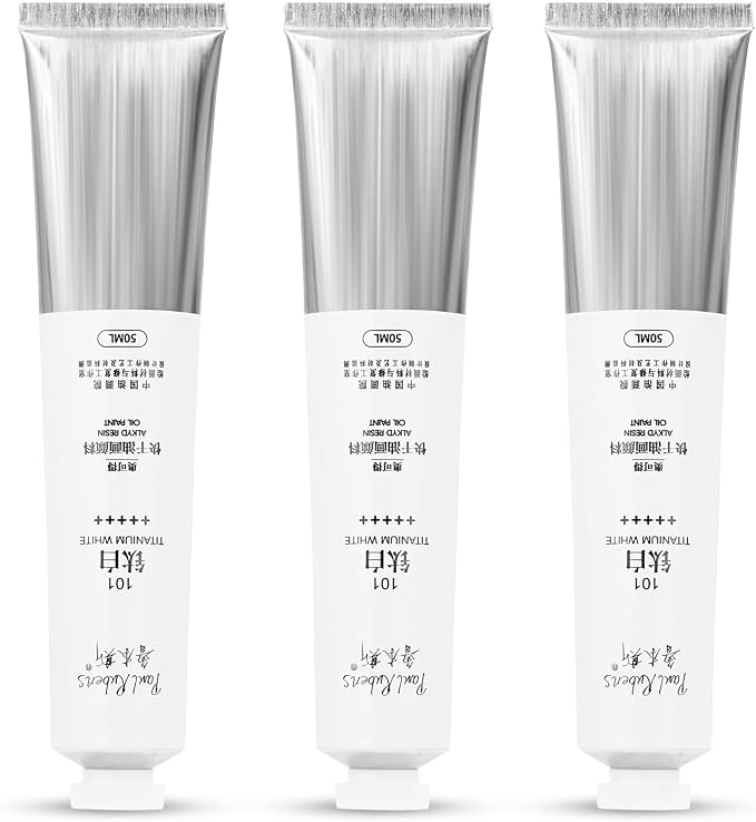 Paul Rubens Titanium White Oil Paint, 3 * 50ml Oil Colors with High Saturation, Large Capacity Tubes, Faster Drying Time with Creamy Texture and Consistency for Artists, Students, Beginners | Oil Colors with High Saturation, Large Capacity Tubes, Cream...