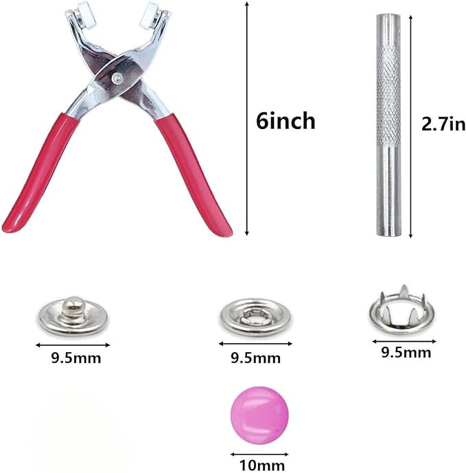 GRSECPO 800-Piece Stainless Steel Snap Button Kit with Pliers, 10 Colors