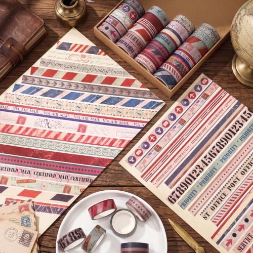 TaoBary 33 Rolls Washi Tape Set, 15mm Holiday Seasonal,Postal Style