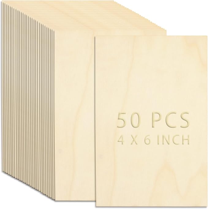 50 Pack 4 x 6 Inch Unfinished Wood Sheets for Crafts