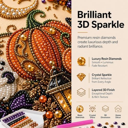 Halloween Diamond Art Kits for Adults, Pearl Art Kits for Adults Fall Theme