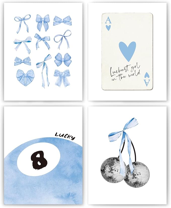 4 Pack Bow Diamond Art Kits for Adults Diamond Painting Kit for Beginner | Cute Blue 5D DIY Diamond Dots Full Drill Crafts for Gem Art Dot Art for Adults Home Wall Decor for Teens Boys Girls 10x12in
