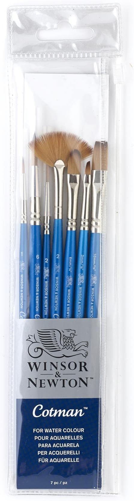 Winsor & Newton Cotman Brush Set, 7-Piece, Round, Rigger & Multi-Shape
