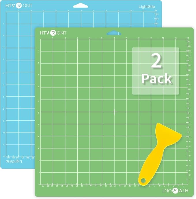 HTVRONT Cutting Mats 12x12, 2 Pcs, Compatible with Cricut Maker/Explore | Standard Light 2 Grip Variety Sticky Mats & Accessories, Compatible with Maker 4/3, Explore 5/4/3, Air 2/One