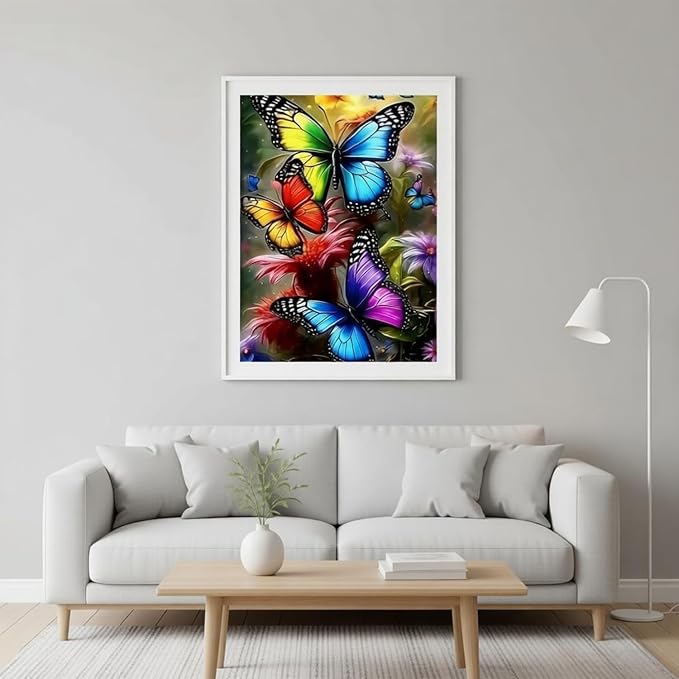 TOPMCYSG Butterfly Diamond Art Kits for Adults,Flowers 5D Diamond Painting Kits for Beginners,Round Full Drill DIY Diamond Dots Paintings,Diamonds Pictures Gem Art for Home Wall Decor 12X16 inch