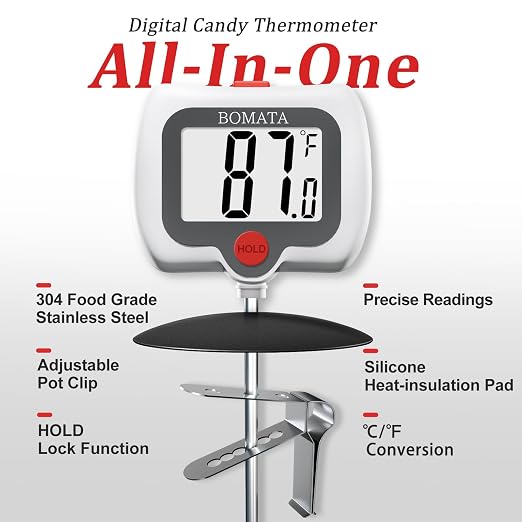 BOMATA Digital Candy Thermometer with Pot Clip, Deep Fry Oil Thermometer