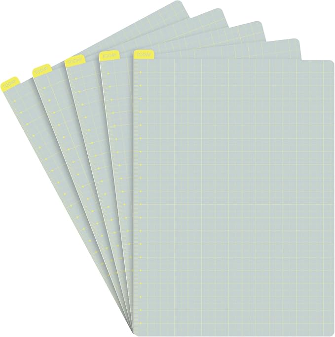 Thenshop 5 Pack A5 Gray x Yellow Pencil Board Reusable Notebook Accessory, Flexibility Layout Grids with Ruler Scale