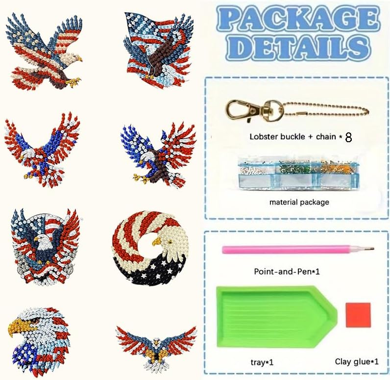 8 PCS Diamond Art Keychain Kits for Kids, DIY Diamond Painting Crafts, Beginner Art Kit, Arts & Crafts Gift
