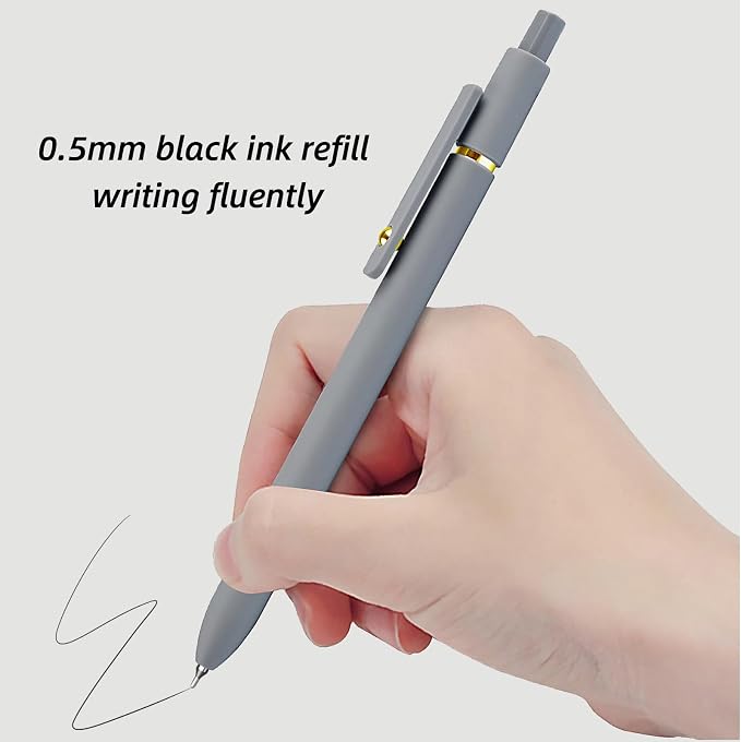 YOXMJDB Gel Pens, 6 Pcs 0.5mm Fine Point Smooth Writing Pens Cute Pens, High-End Series Black Ink Pens for Journaling Note Taking, School Office Supplies for Women Men (6 Pcs Gold Morandi)