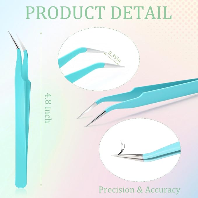 Honoson 9 Pcs Curved Pointed Craft Tweezers Precision Tweezer,3 Colors