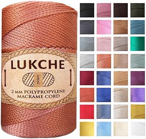 Polyester Macrame Cord 2mm x 251 Yards, 100% Polypropylene Premium Macrame Rope, Colorful Yarn Crochet Macrame Bag Craft for Wall Hangers, Bags, Bottom Plates, Carpets (Salmon, 1 Skein)