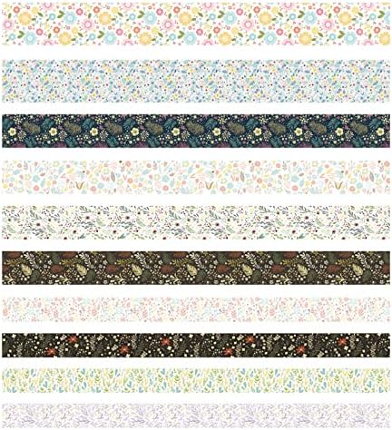 Creative Washi Tape Set 10 Rolls Gold Foil Print Decorative Masking Tapes for Arts, DIY Crafts, Journals, Planners, Scrapbook, Wrapping (Garden Maze)