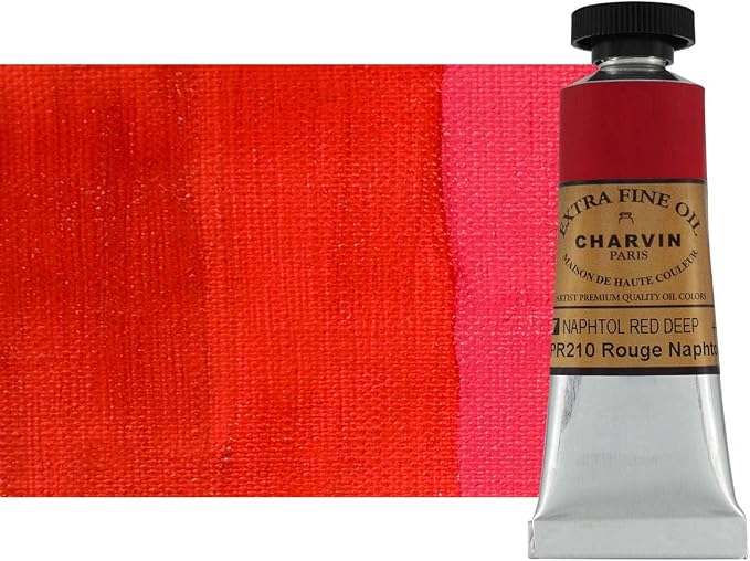 Charvin Extra Fine Oil Paint, Napthol Red Deep 20 ml - Triple-Milled, Rich Texture, Poppy Oil-Based, Light-Fast, Handmade, Archival Quality