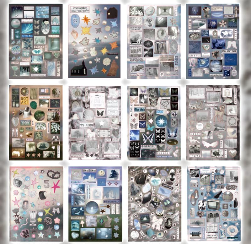 Japanese Sticker Book,990 Pcs Nature Landscape Themed Comic Retro Stickers Book for DIY Cute Scrapbooking Journaling Handbook Material Decoration