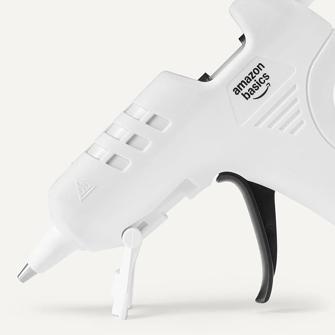 Amazon Basics Hot Glue Gun Kit with 30 Glue Sticks, High Temp for School Crafts, DIY Arts and Quick Home Repairs, Drip-Free Nozzle, Fast Drying, 20W, White