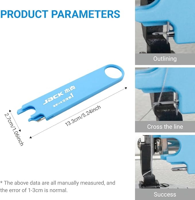 Jack Quick Needle Threader for Sewing Machine, 3-in-1 Sewing Supplies | 3-in-1 Sewing Tools Quick Threading with 2 Seam Rippers Magnetic Guide for Sewing Machine, Tailors, Designers Sewing Tools