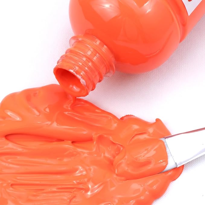 Artecho Orange Glow in the Dark Acrylic Paint 500ml / 17oz Large Bottle