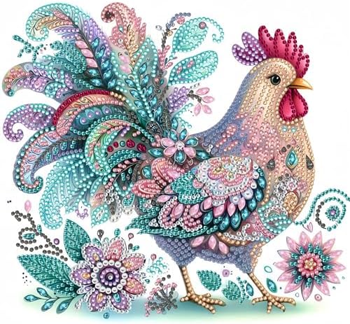Bloomthread Diamond Painting Kits for Adults – Partial Drill Chicken Diamond Art Painting Kits for Holiday Gifts and Home Decor 12x12 Inches