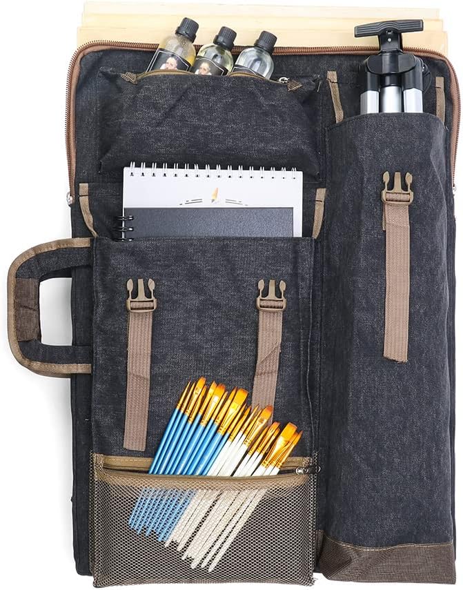 TRANSON Art Portfolio Case Artist Backpack Canvas Bag Large 26” x 19.5”
