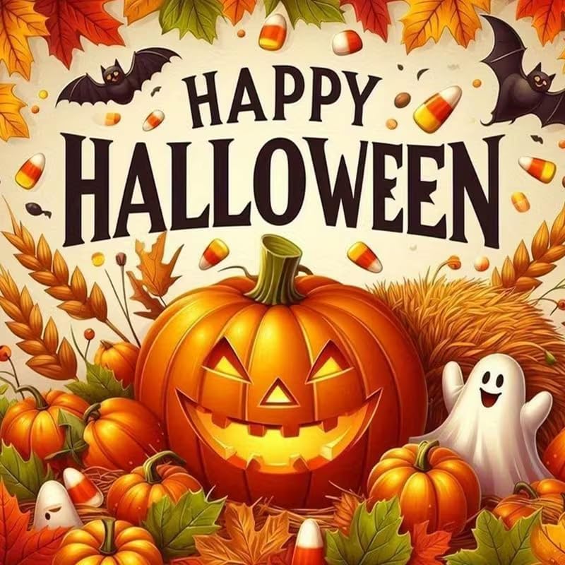 KYOQFVN Halloween Diamond Art Kits for Adults, Pumpkin Diamond Painting Dots Gem Art, DIY Paint by Diamonds for Wall Decor for Home Office 14x14 Inch