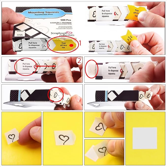 SCRAPBOOK ADHESIVES BY 3L Scrapbook Adhesives by 3L Repositionable Permanent Mounting Squares, 1/2-Inch x 1/2-Inch, 500pk, White (01605)