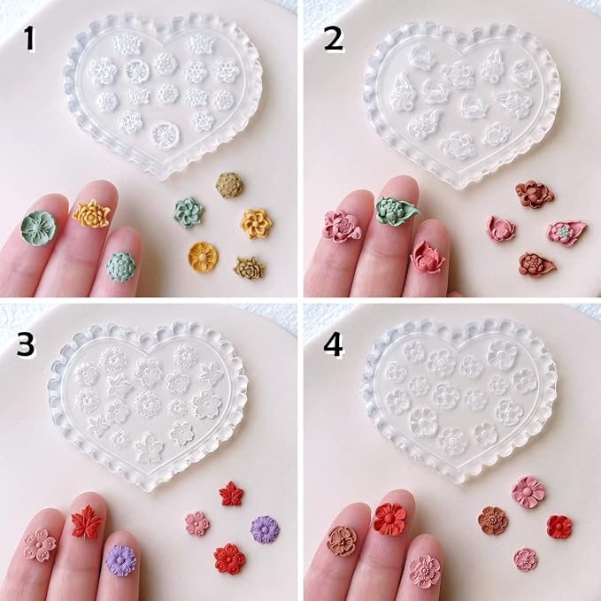KEOKER Polymer Clay Molds - 12 Pcs Mini Floral Clay Molds for Jewelry Making, Earring Decoration (Substitute Polymer Clay Cutters)
