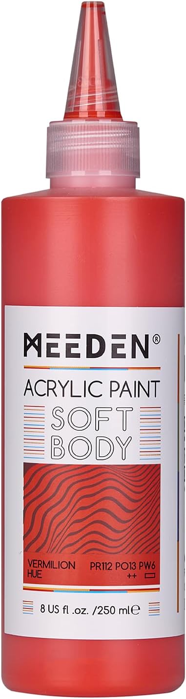 MEEDEN Soft Body Acrylic Paint: Vermilion Hue Matte Finish 250ml/8.45oz