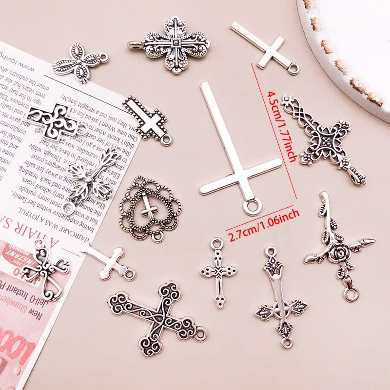 WOCRAFT 120pcs Antique Silver Cross Charms for Jewelry Making Alloy Cross Charms for DIY Crafts (SN024)
