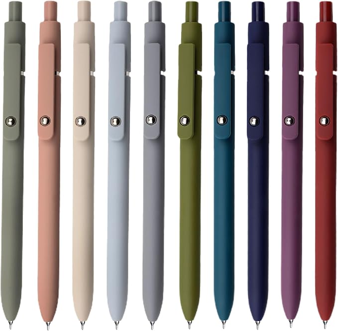 YOXMJDB Gel Pens, 10 Pcs 0.5mm Fine Point Smooth Writing Pens High-End Series Black Ink Pens for Journaling Note Taking, School Office Supplies for Women Men (10 Pcs Mixed colors)