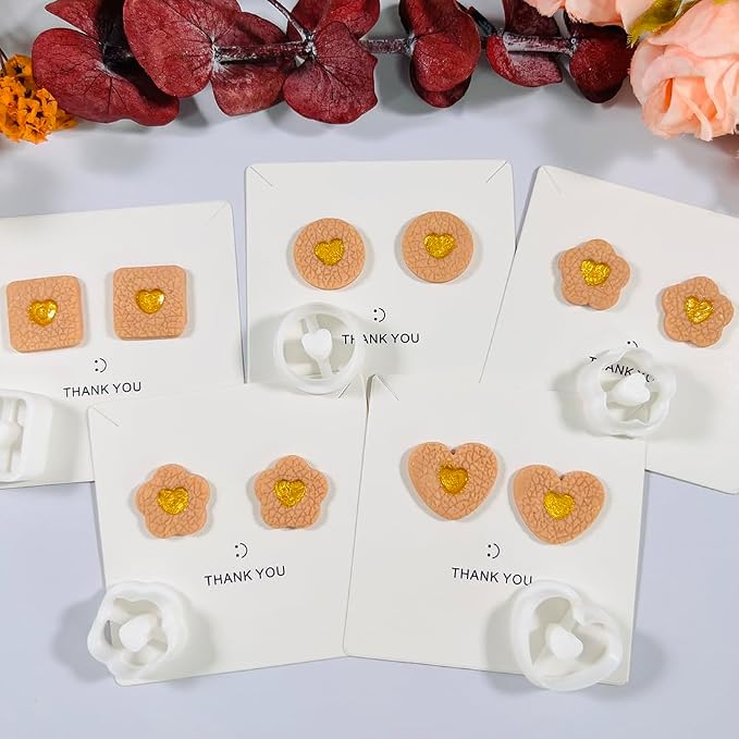 Xaekicr Heart Center Polymer Clay Cutters – 5 Shapes Clay Earring Cutters Set for DIY Jewelry – Polymer Clay Tools for Earrings & Crafts – Cute Clay Cutter Set for Valentine & Gift Projects