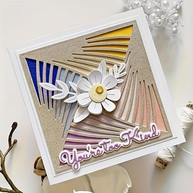 Lapoo Geometric Cutting Die for Scrapbooking - Durable, Metal Cutting Die for DIY Scrapbook Photo Album Decorative Paper Card, Card Making Supplies (Diagonal Background Frame 3.9 x 3.9 in)