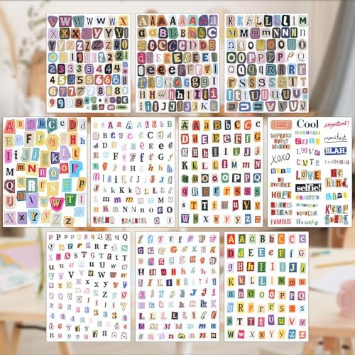 1499 PCS Magazine Letter Stickers, Vintage 20 Sheets Scrapbook Stickers