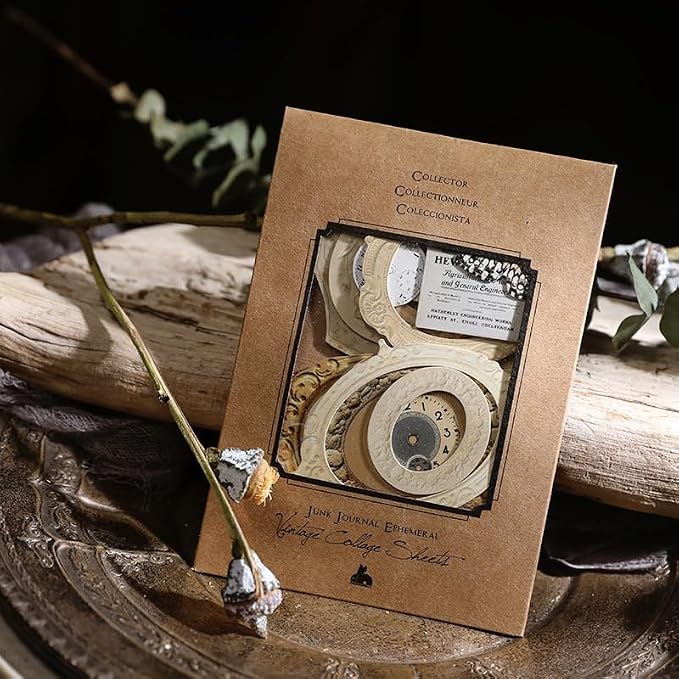Vintage Junk Journal Items Kit Pre Cut Paper Cards Cutout Cardstock Art Aesthetic Decor Hollow Out Craft Elements Small Embellishments Supplies for Adults Scrapbook Pack (Photo Frame Yellow)