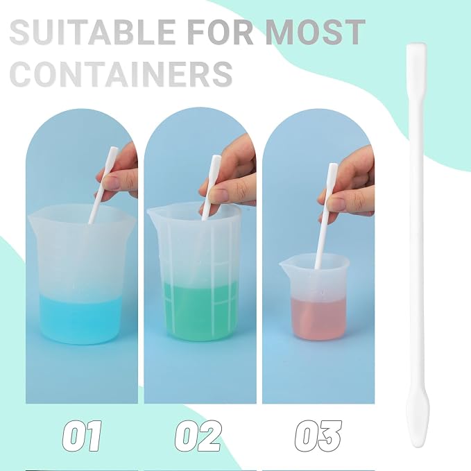 Gartful 9PCS Large Silicone Stir Sticks, Reusable Epoxy Resin Mixing Sticks, Non-Stick Craft Stirring Rods for Paint Mixing, Glitter Tumblers, Liquid Art Supplies, DIY Crafts Tools, White