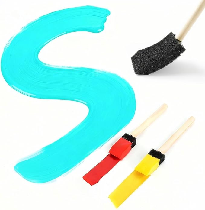 12 Pcs Foam Paint Brushes Set, 1" & 1.5", for Painting, Staining, Varnish
