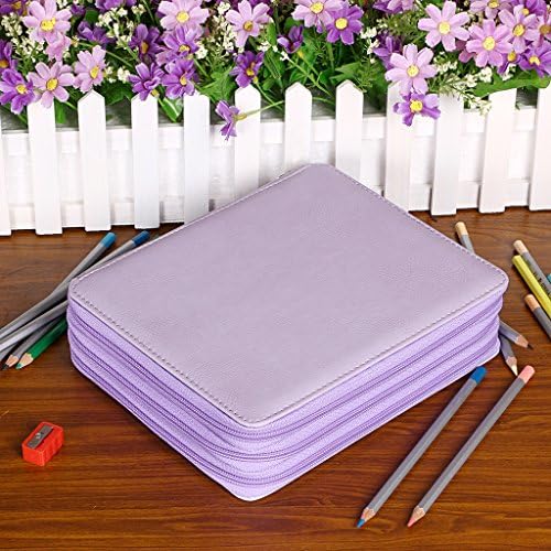 BTSKY Deluxe PU Leather Pencil Case For Colored Pencils - 120 Slot, Purple
