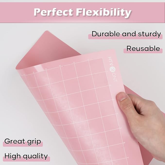 HTVRONT Fabric Grip Cutting Mat 12x12, 2 Pack, Quilting & Crafting | Compatible with Cricut Maker 4/3/Maker, Explore 5/4/3/Air 2/One Machine, Fabric Adhesive Sticky, Quilting Cutting Mats