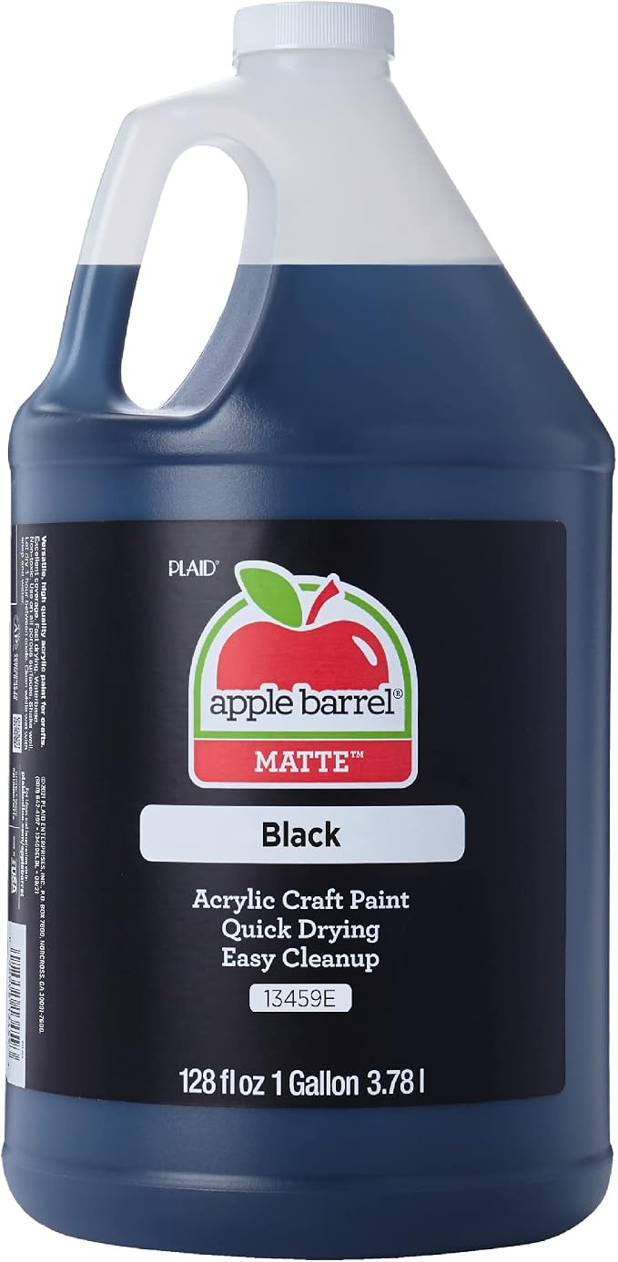 Apple Barrel One Gallon (128 fl oz) Black Acrylic Paint, Matte Finish Color For Painting, Drawing & Art Supplies, DIY Arts And Crafts Acrylic Paint, 1 Gallon (Pack of 1)