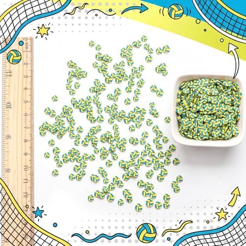 Weysat 30g Volleyball Polymer Clay Slices 0.2 Inch Mini Sports Confetti