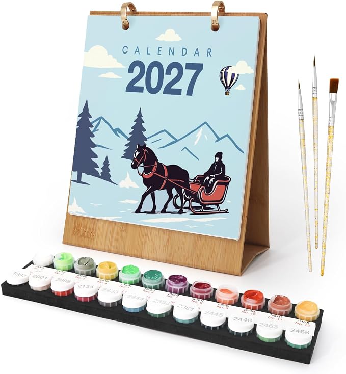 Lnjsipam Paint by Numbers Calendar 2027 - Vehicle Calendar Paint by Number | Vehicle Paint by Numbers Calendar, Easy DIY Calendar, Unique Gift for New Year, Vehicle Paint by Number Kit for Adults