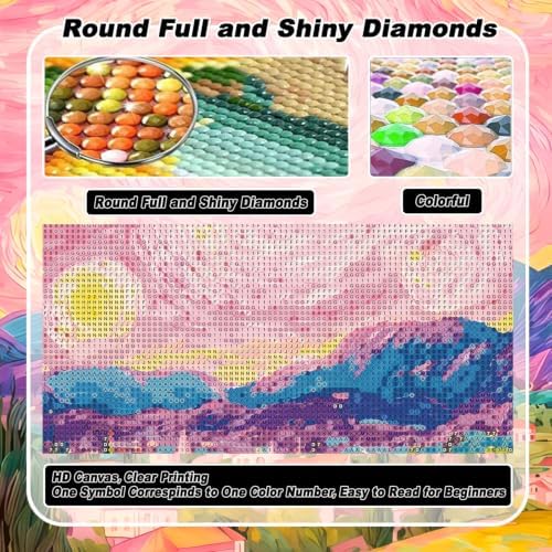 VeGuude Diamond Art Kits for Adults Pink Starry Night Diamond Painting Kits