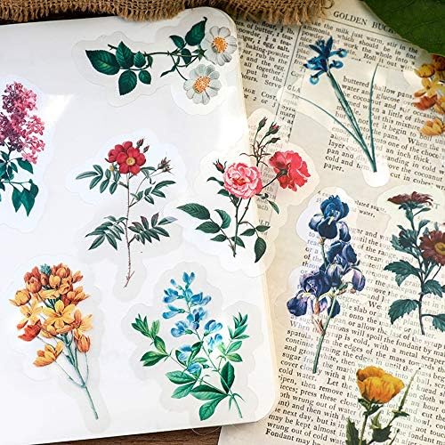 Vintage Natural Stickers, 40Pcs Pretty Floral Decorative Retro Adhesive Watercolor Aesthetic Trendy for Scrapbook Album DIY Craft Daily Planner