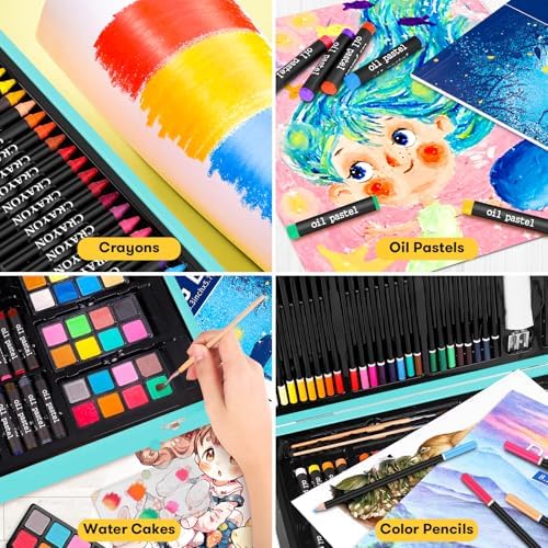 iBayam 150-Pack Deluxe Art Supplies with 1 Coloring Book, 2 Sketch Pads