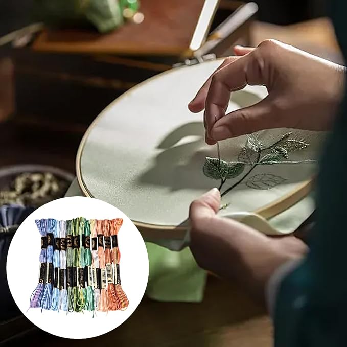12 Skeins 105 Yards Cross Stitch Floss Variegated Friendship Bracelet String 6 Ply Polyester Colorful Gradient Embroidery Thread for Sewing Making Needlecraft Knitting Clothes Stitching DIY