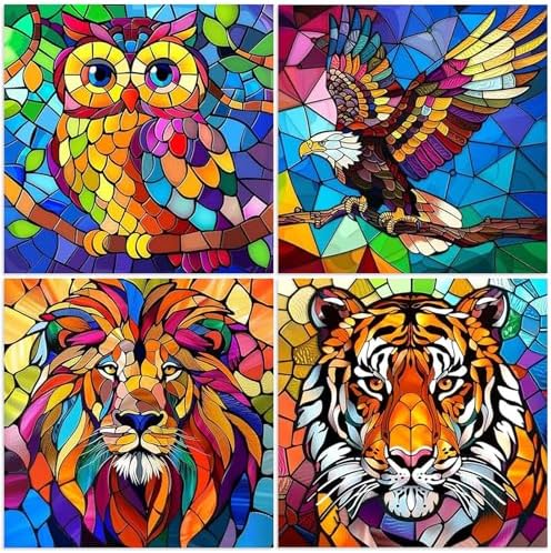 4 Pack AnimalsDiamond Art Kits for Adults, Diamond Painting for Beginner
