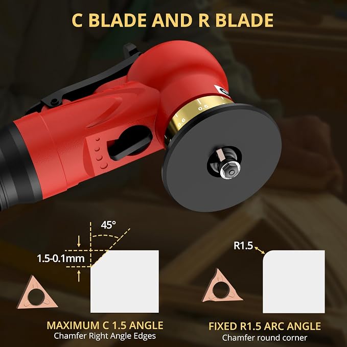 AMTOVL Pneumatic Chamfering Tool with 6 C-Angle & 6 R-Angle Blades