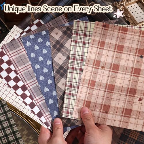 icceemee 160 Sheets of pinstripe Scrapbook Paper, journaling Scrapbook Supplies Craft Collage Paper Set, Junk Journal Bullet Journal Poster Room Decor for Card Making Decorative Gifts