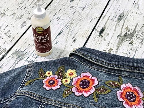 Aleene's Fabric Fusion Glue 8 fl oz, Permanent and Washable Adhesive, No-Sew Fabric Glue for Clothing, Denim, Polyester, Cotton, Flannel Materials, Dries Flexible