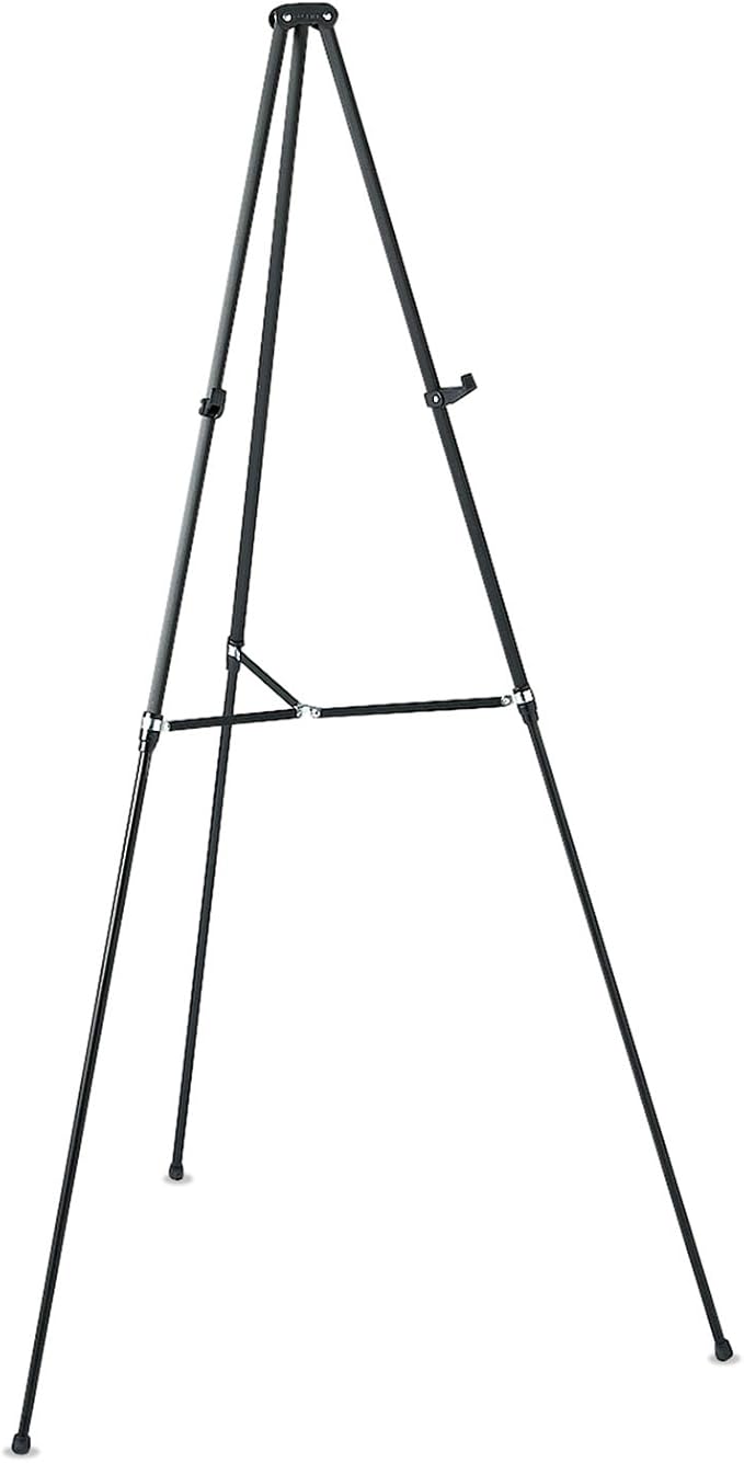 Quartet Easel, Aluminum, Lightweight, Telescoping, 66" Max. Height, Supports 25 lbs, Black (51E)